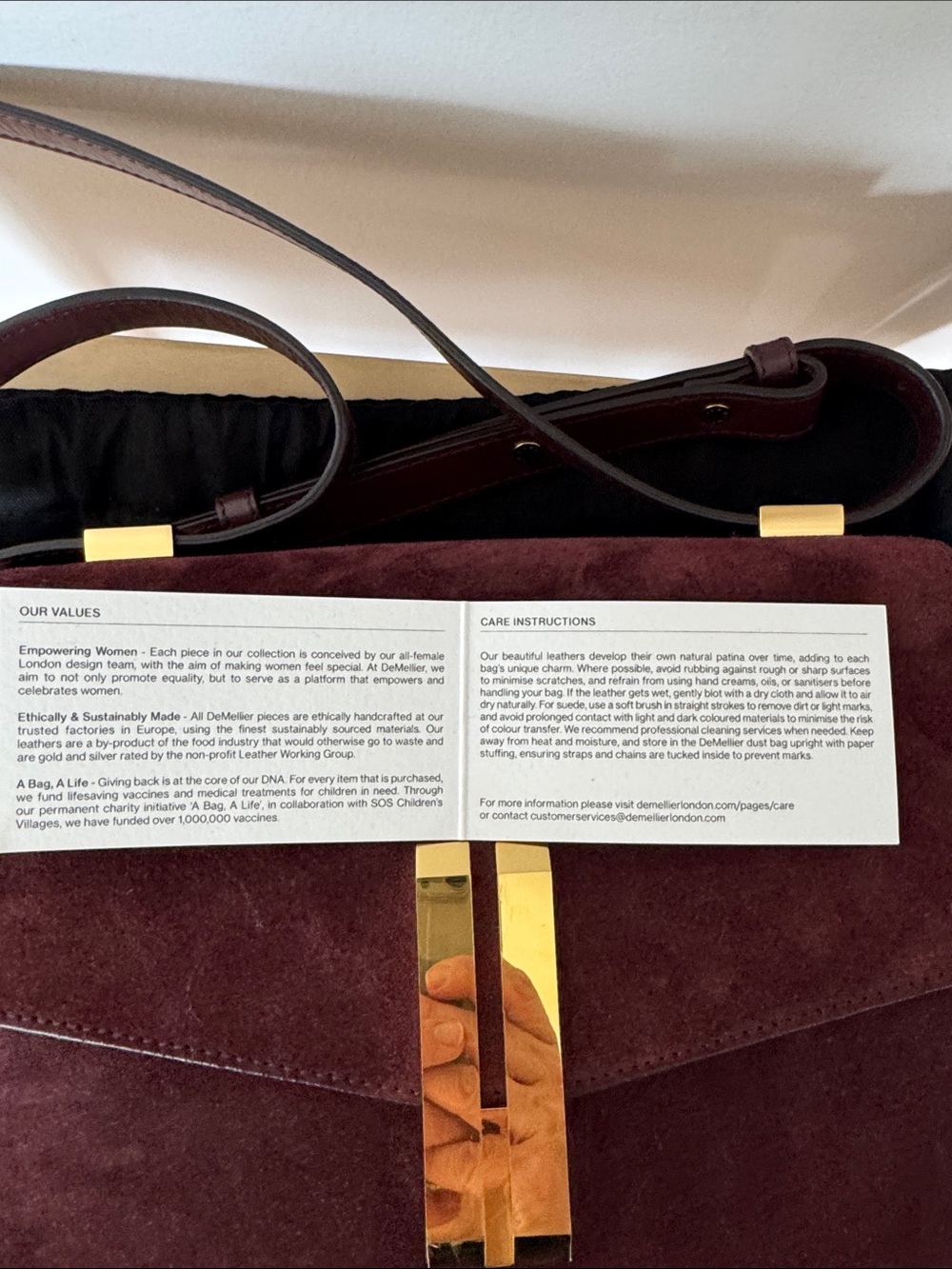 DeMellier Wine Burgundy Suede The Vancuver Crossbody with Gold Hardware - Picture 10 of 10